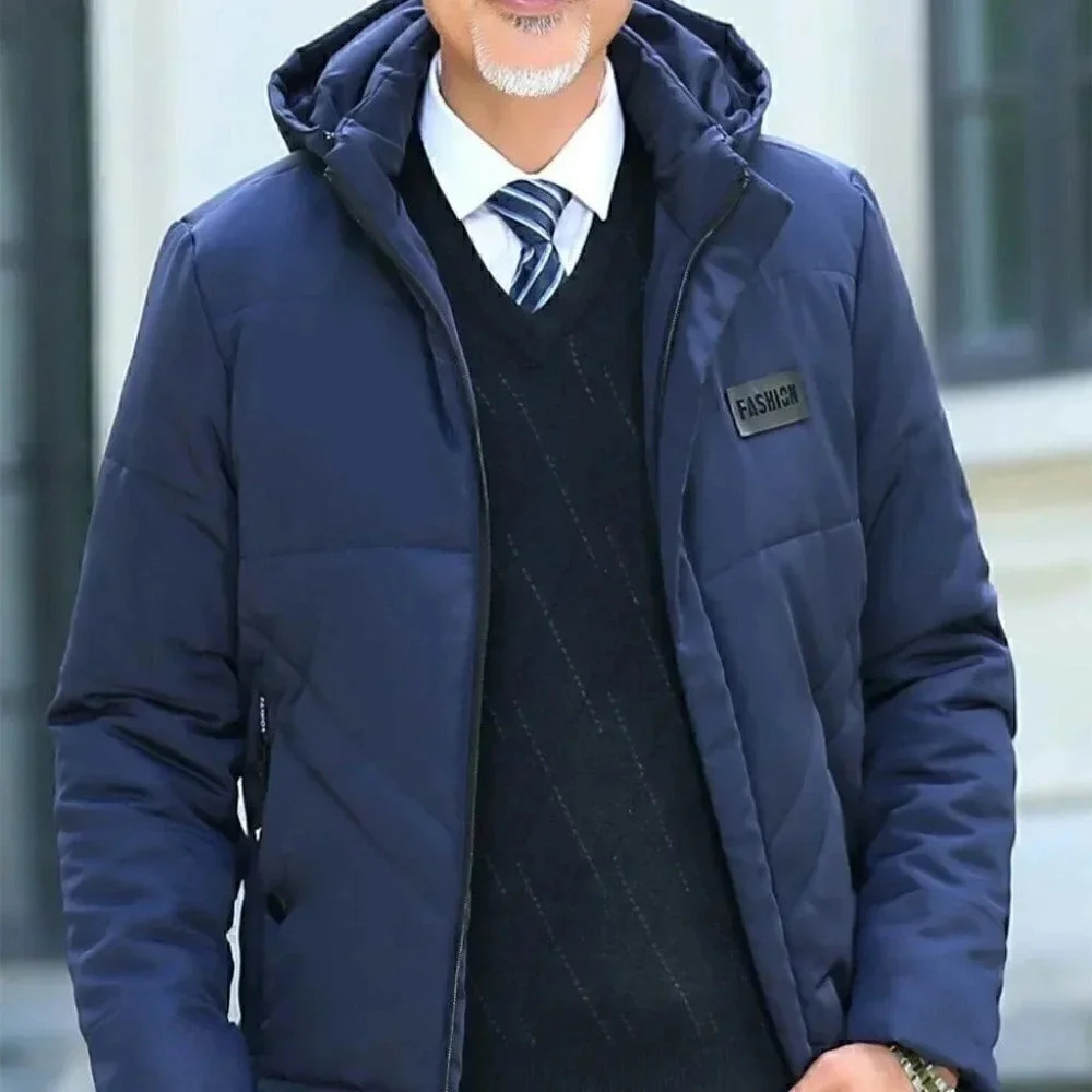 Blue Mens Hooded Puffer Coat - Picture 5 of 6